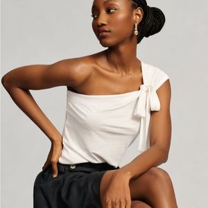 Maeve one shoulder bow top white Med